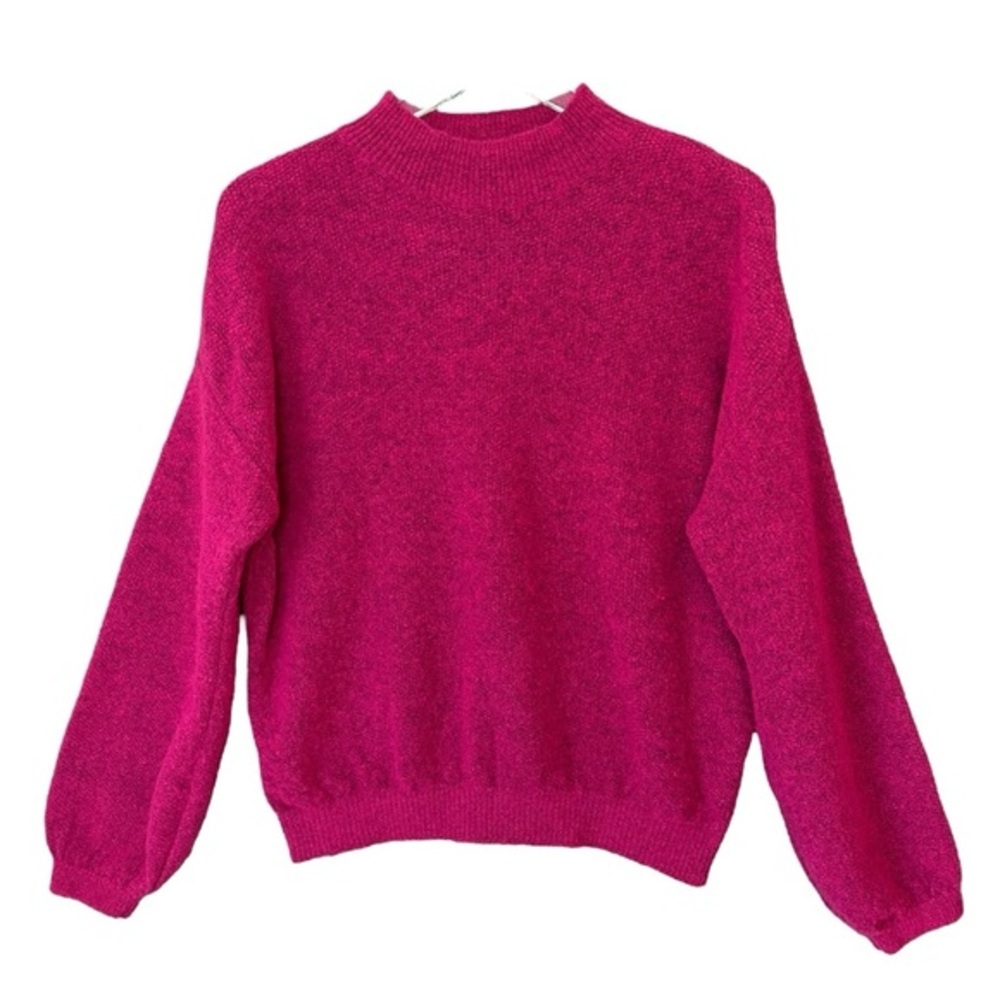 LINEAMAGLIA Womens L Italian Wool Blend Mock Neck Magenta Sweater Anthropologie‎